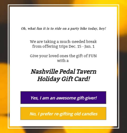 Nashville Pedal Tavern Gift Card