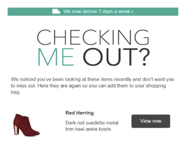 Debenhams Browse Abandonment Email Examples