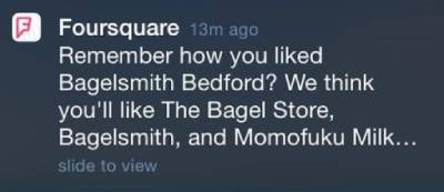 Foursquare Send Content Recommendations
