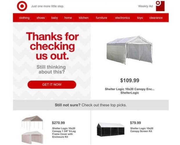 Target Browse Abandonment Email Examples