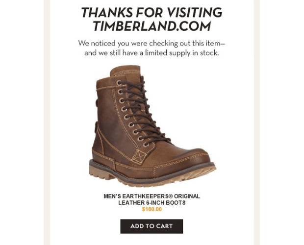 Timberland Browse Abandonment Email Examples