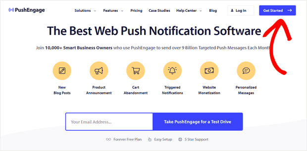 PushEngage homepage