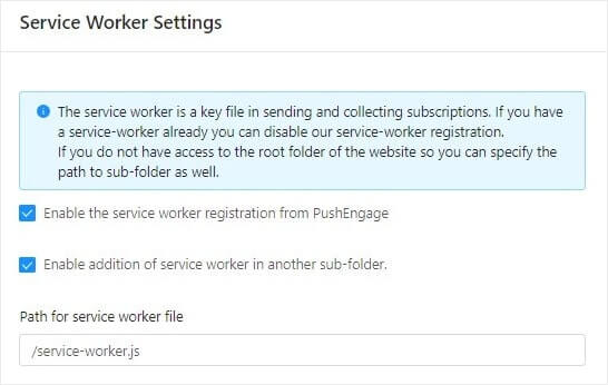 Service Worker Settings