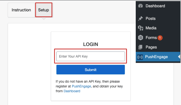 Set up PushEngage plugin