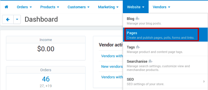 CS-Cart Pages Settings