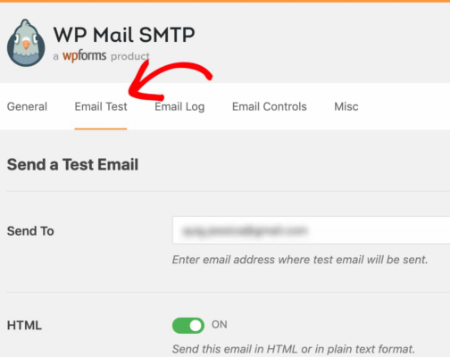 Send Test Email from WordPress