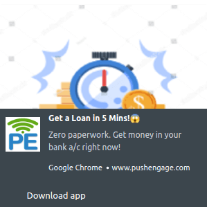 Instant Loan Push Notification Example