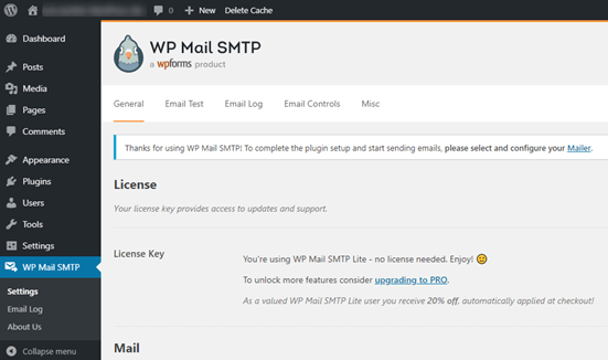 WP Mail SMTP setup
