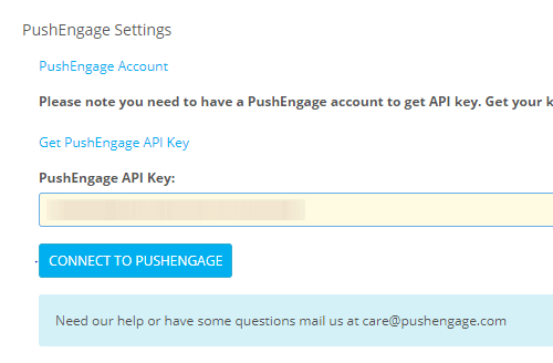 Add PushEngage API Key