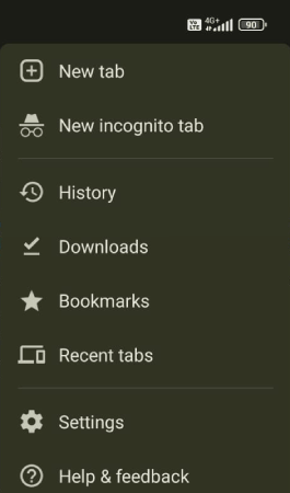 Chrome Menu in Android