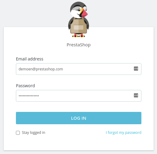 PrestaShop login