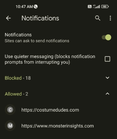 Push Notification Blocklist Android