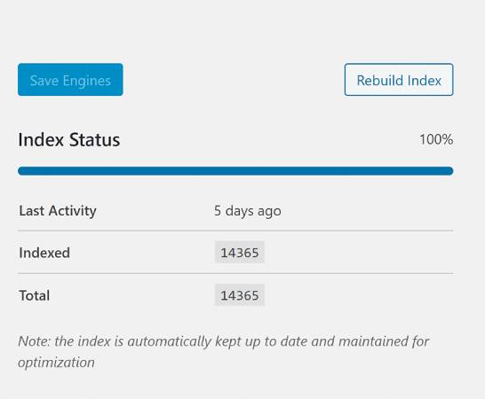 Rebuild index with SearchWP