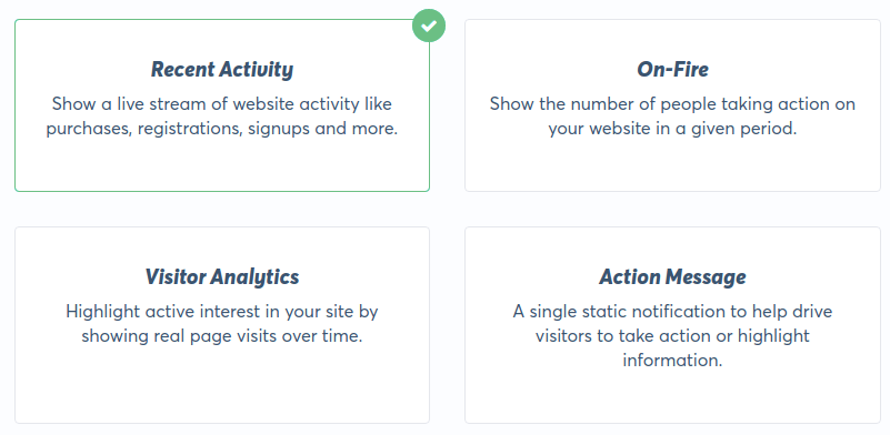 TrustPulse types of campaigns