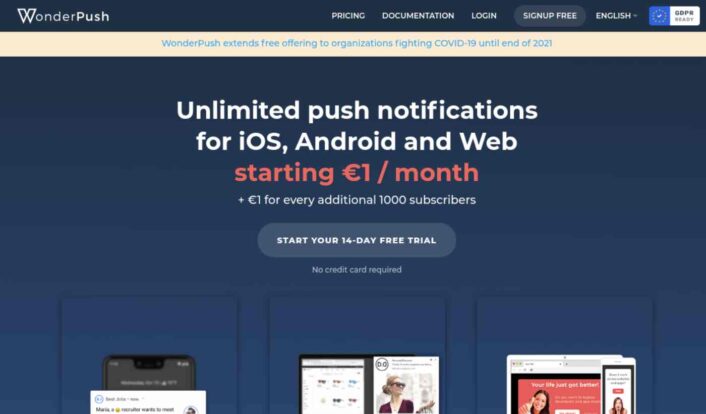 WonderPush as Webpushr push notifications alternative