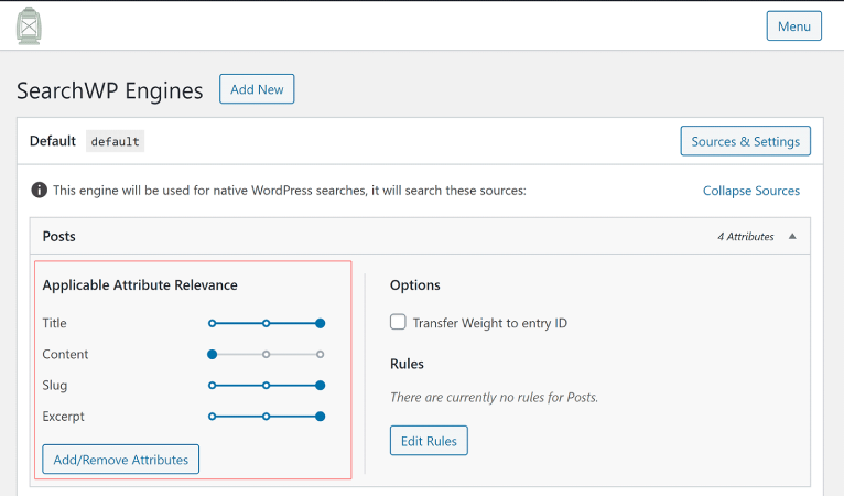 Adjust Search Attributes using Sliders