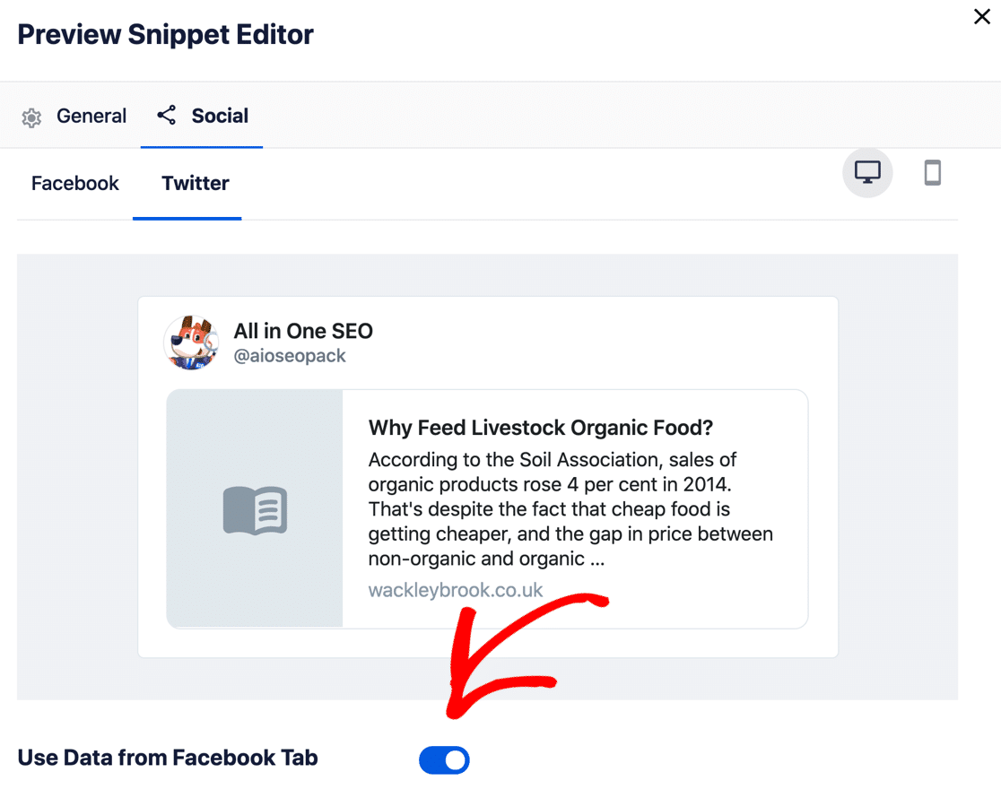 AIOSEO social media snippets