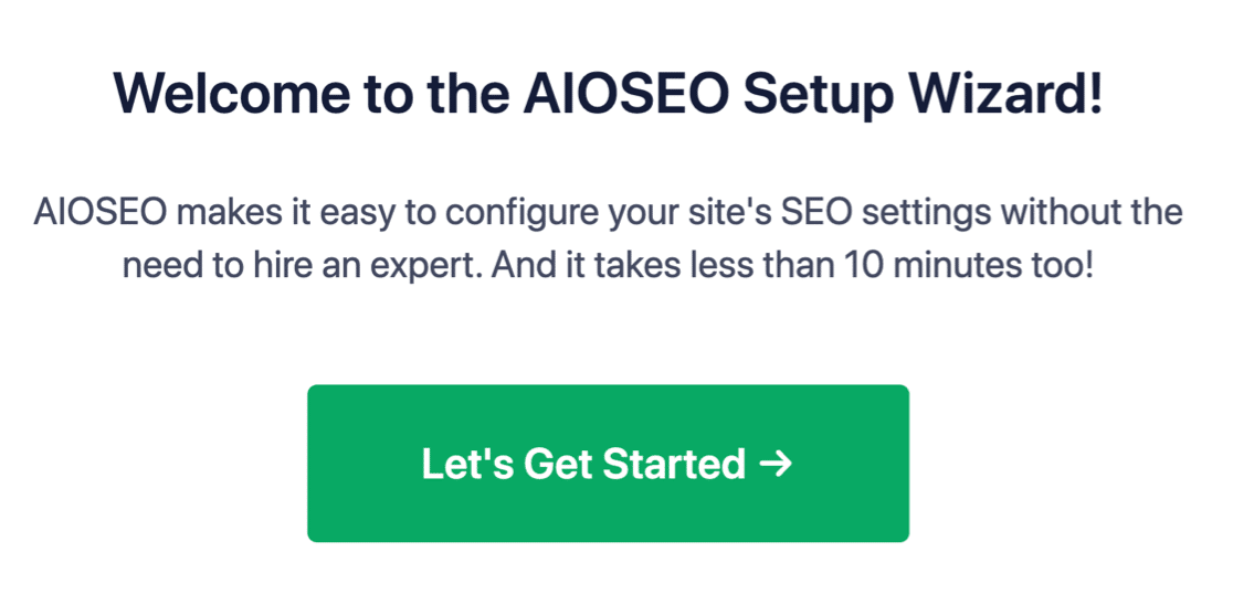 All in One SEO setup wizard