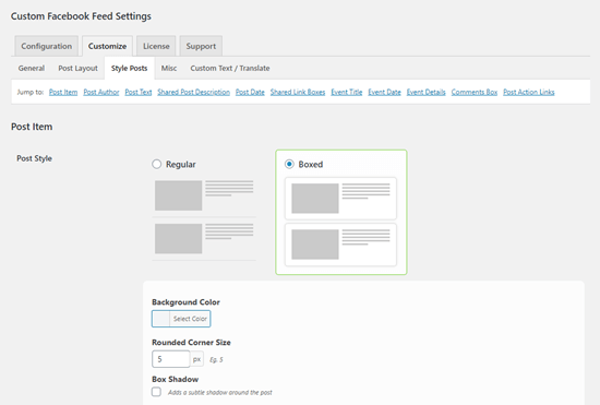 custom facebook feed style