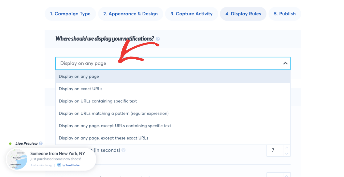 TrustPulse targeting options