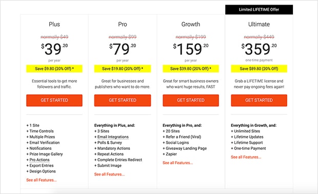 rafflepress pricing