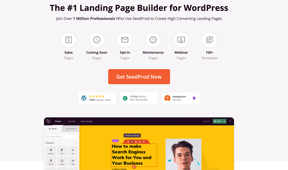 SeedProd Review Landing Page builder