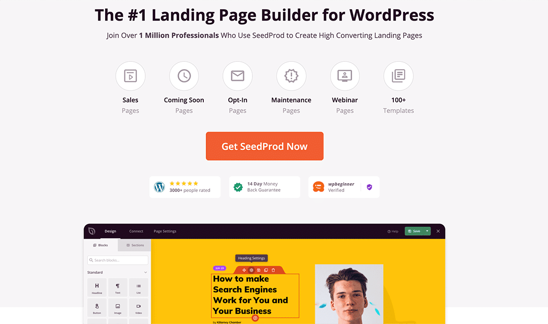 SeedProd Landing Page builder