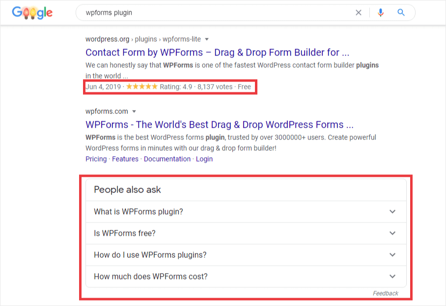 Rich snippets example