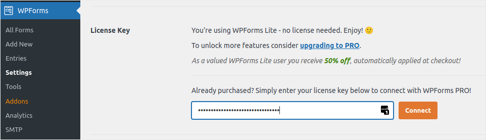 Activate WPForms License