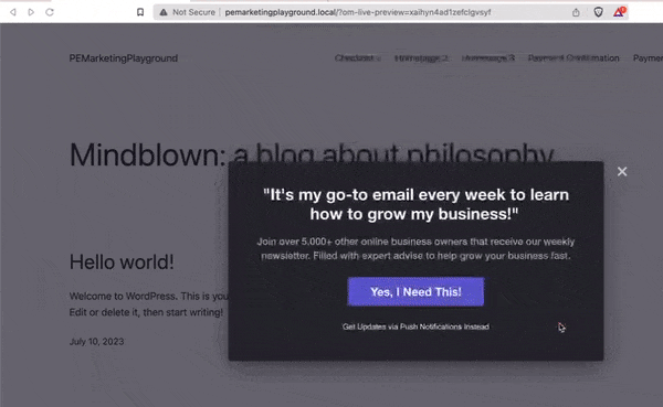 Collect Push Subscribers from Popup