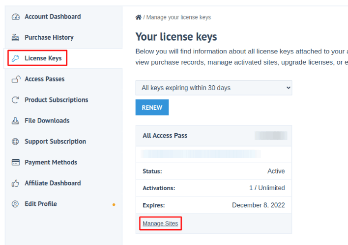 EDD Manage Sites