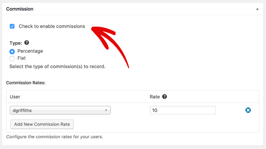 Enable Commissions in EDD