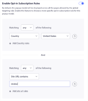 Enable Opt-in Subscription Rules