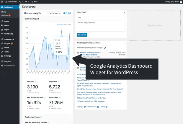 Google Analytics Dashboard Widget for WordPress