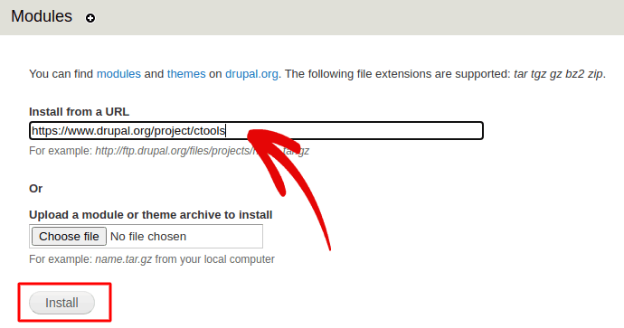 Install Drupal Module from URL
