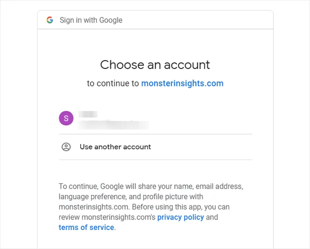 MonsterInsights Connect Google Account