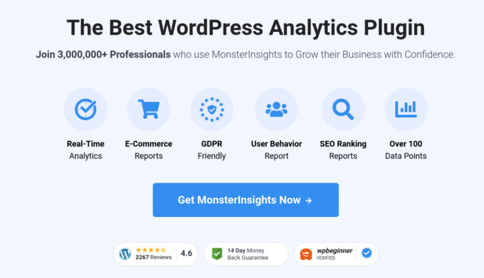 MonsterInsights best google analytics plugin for wordpress