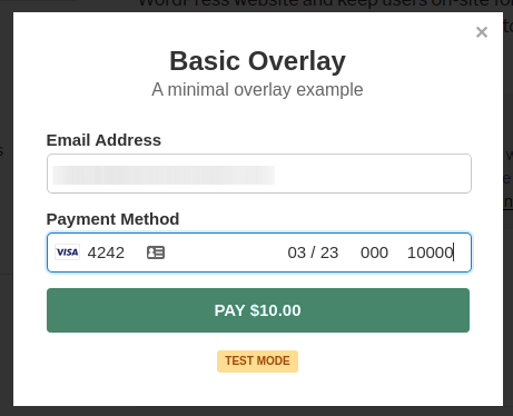 Popup payment form