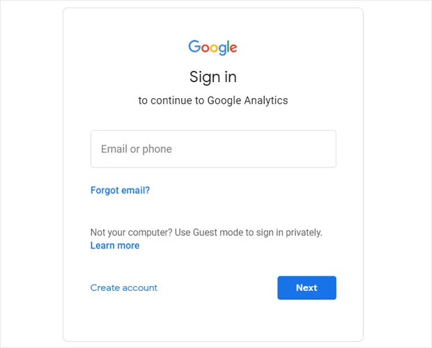 Sign in to GA Using Google Account