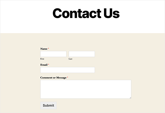 Contact form preview