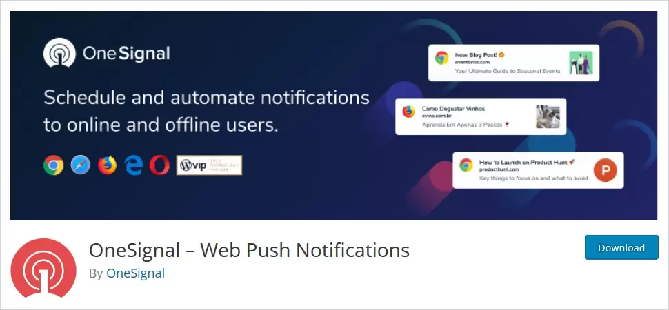 OneSignal web push notifications plugin