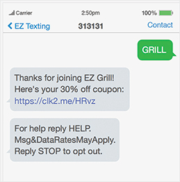 SMS marketing example