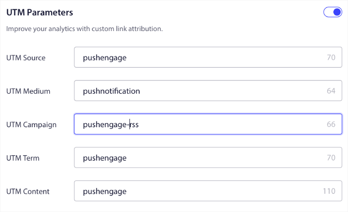 UTM for RSS push notifications