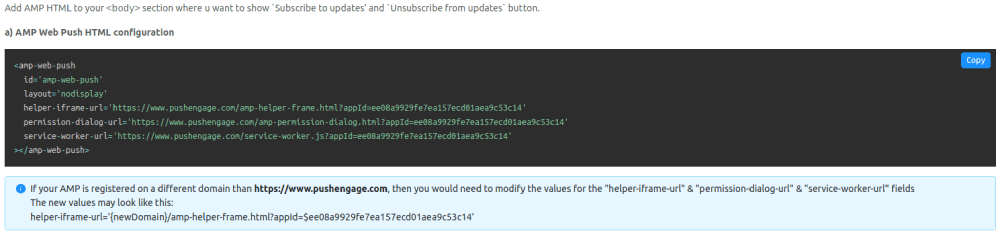 AMP push notification HTML