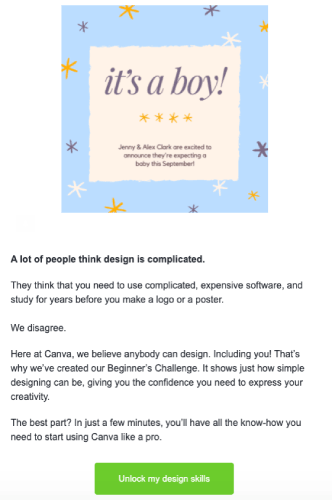Canva website welcome message