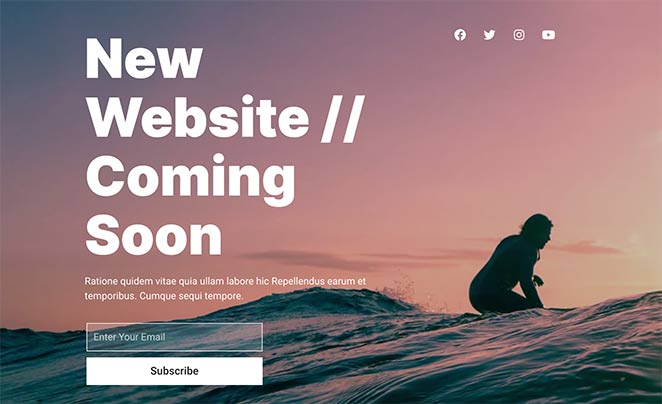 WordPress coming soon page example