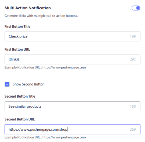 Multi CTA buttons in Trigger notifications
