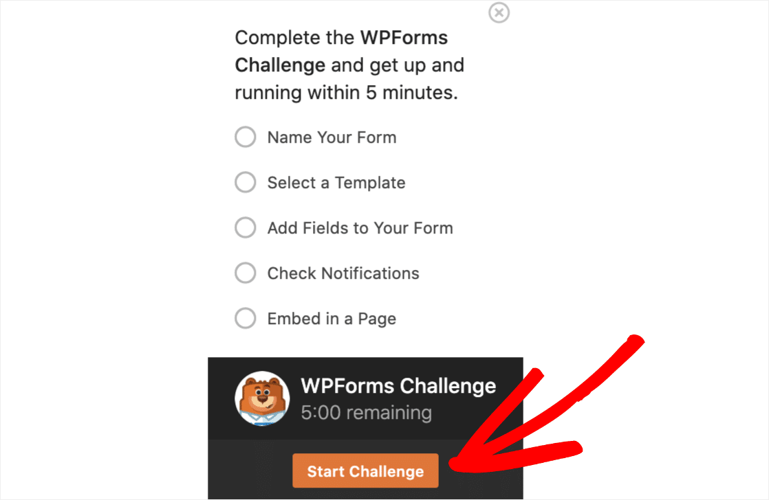 WPForms 5 minute challenge