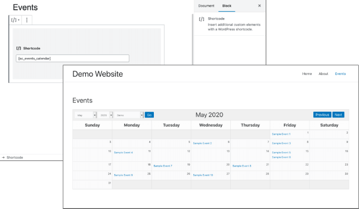 Sugar Calendar display options