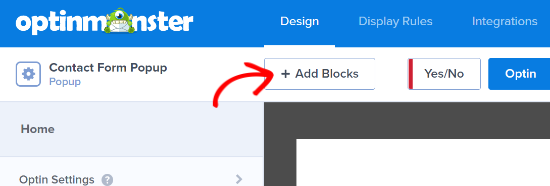 Add a new block in OptinMonster